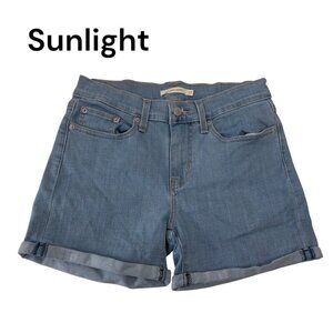 Levis Womens Mid-Length Denim Shorts Size 27 Light Blue Casual Summer